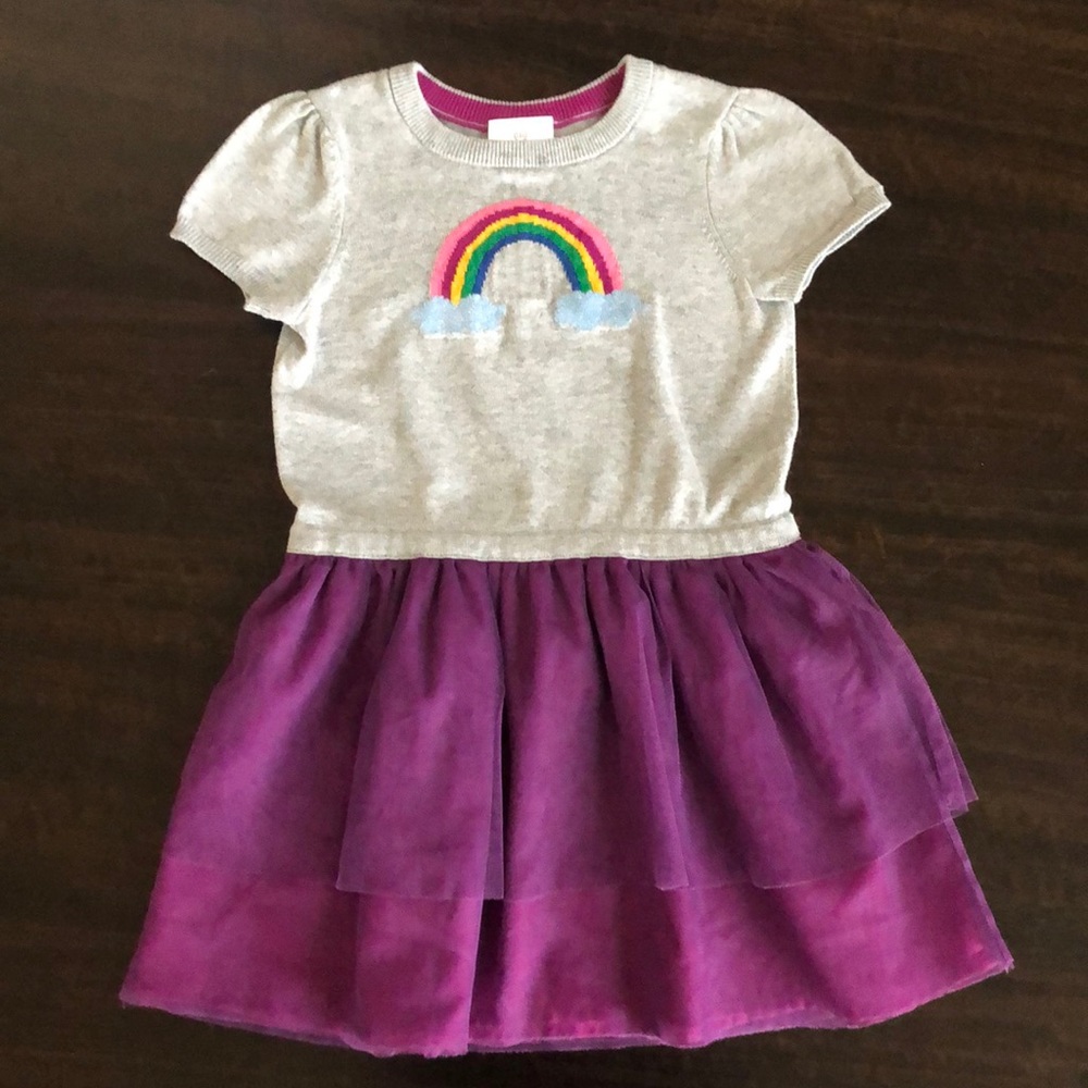 Hanna Andersson Rainbow Sweater Tulle Dress SZ 5